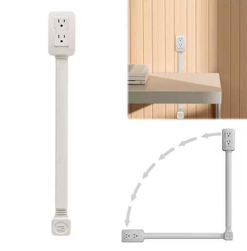 Prolunga per prese elettriche Accesso prese difficili da raggiungere Presa di corrente 2 AC USB-A Caricatore da muro USB-C Adatta dietro i mobili